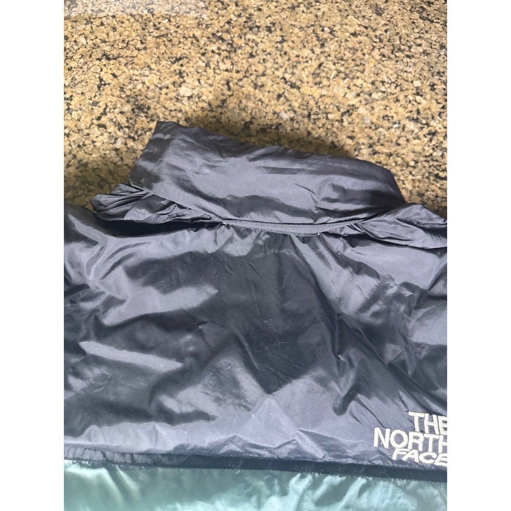 The North Face Nuptse 700 Down Puffer Jacket Womens L Sage Green Black Hooded - Picture 8 of 9